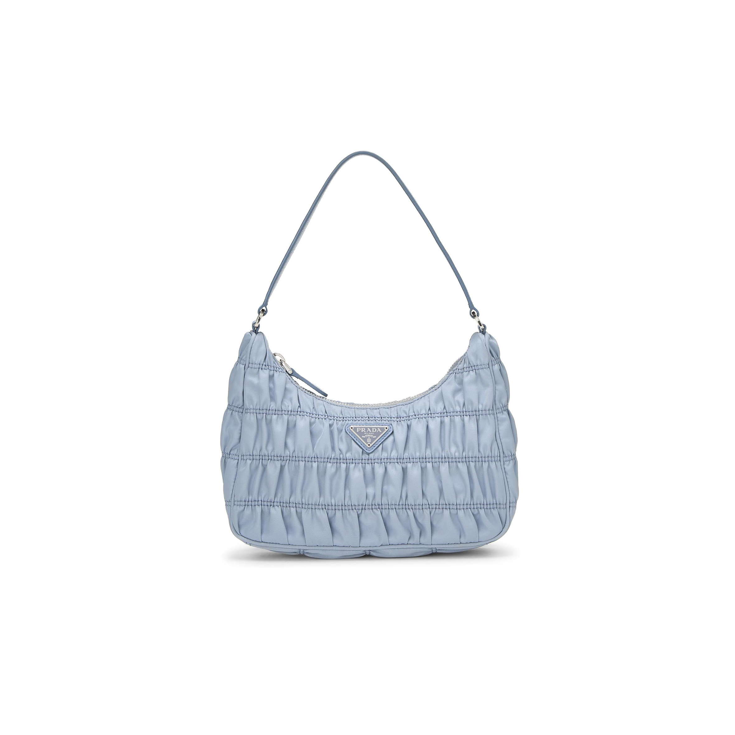 PRADA BLUE TESSUTO NYLON GAUFRE SHOULDER BAG MINI 1NE204 (22*13*6cm)